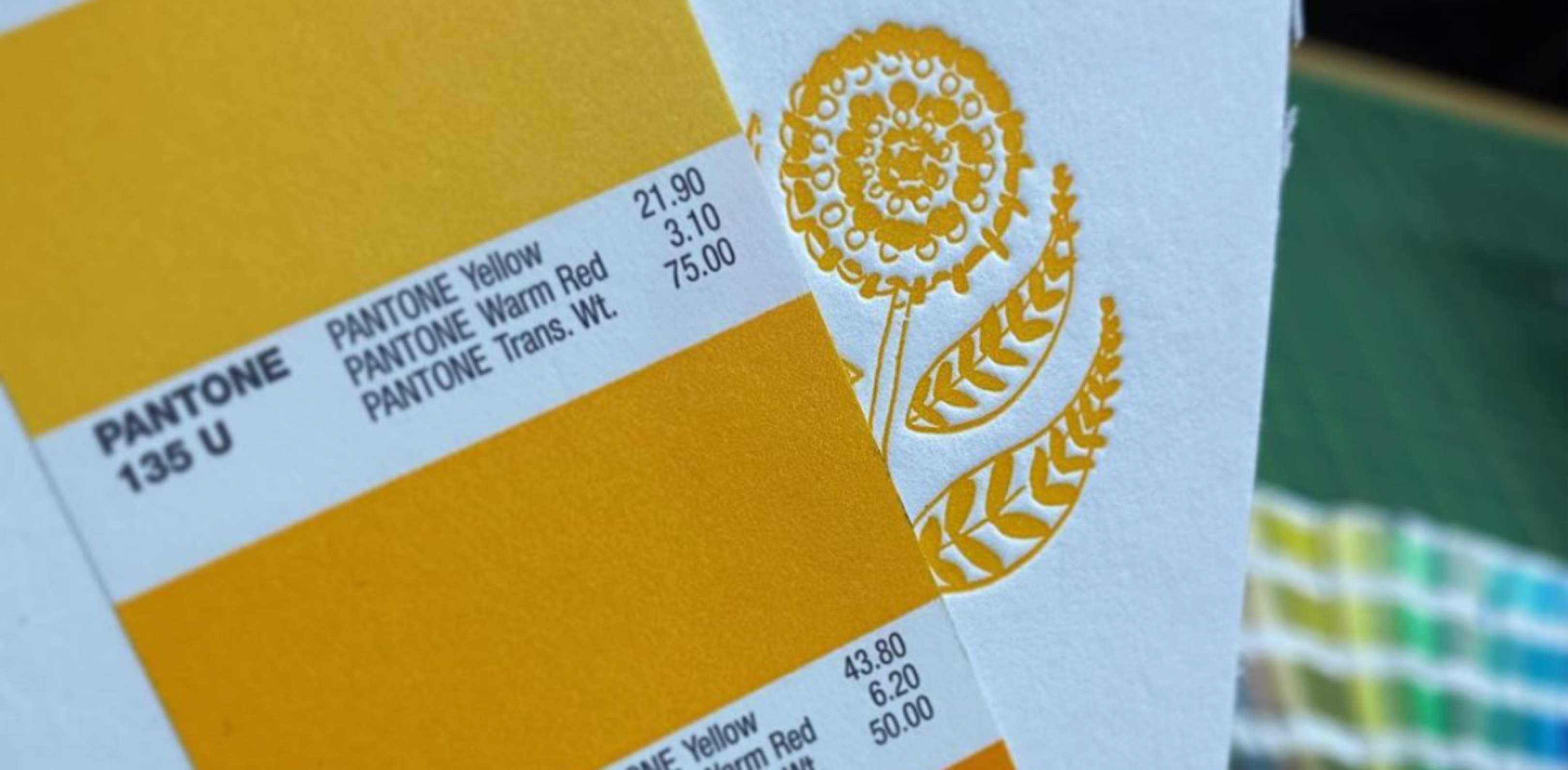 Pantone color yellow with printed flower