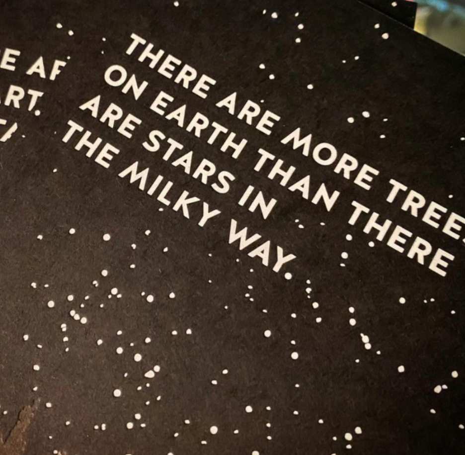 Printed Greeting Card Stars on Black paper