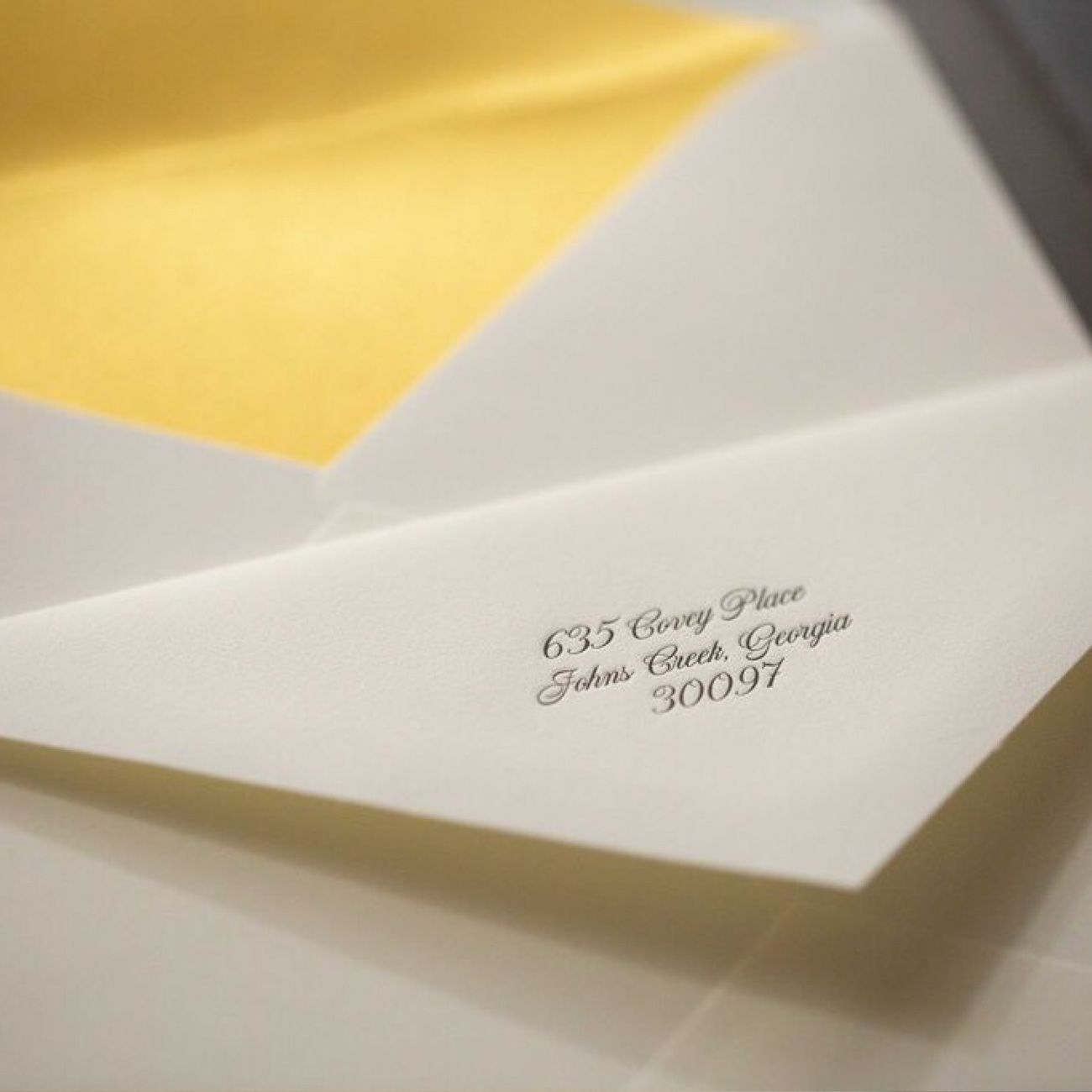 Customized Envelopes with printed gold insert