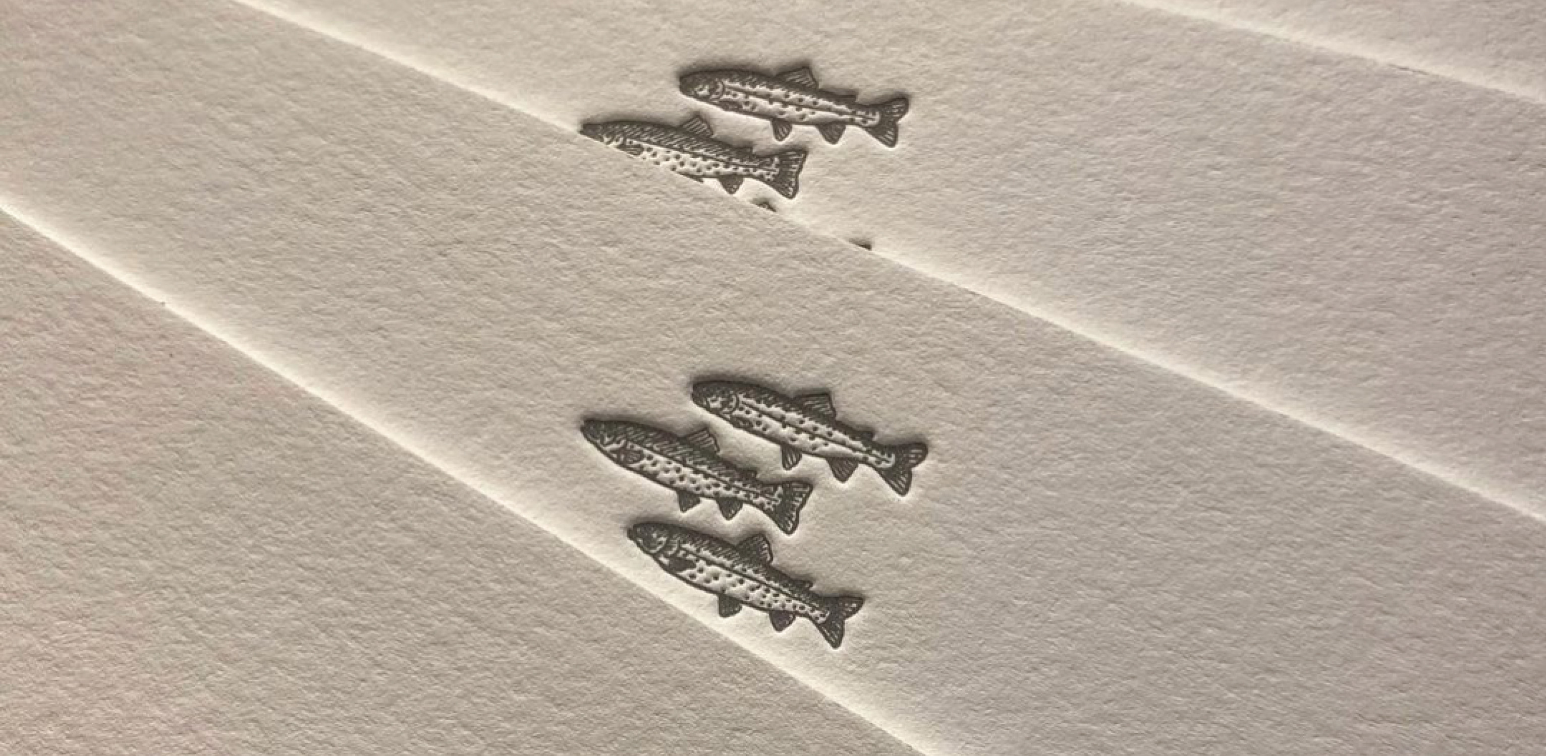 Letterpress stationary card with Three Fish