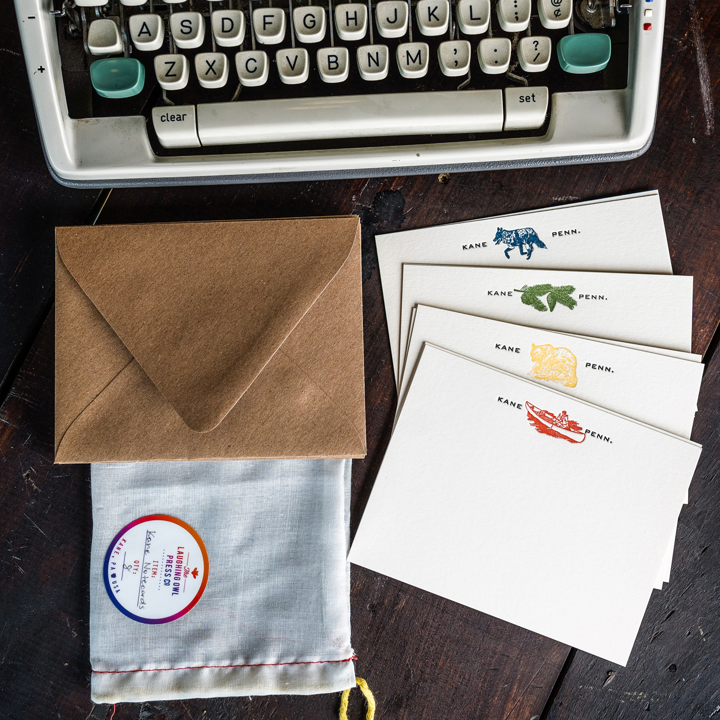 Stationary Cards, envelope and small woven bag