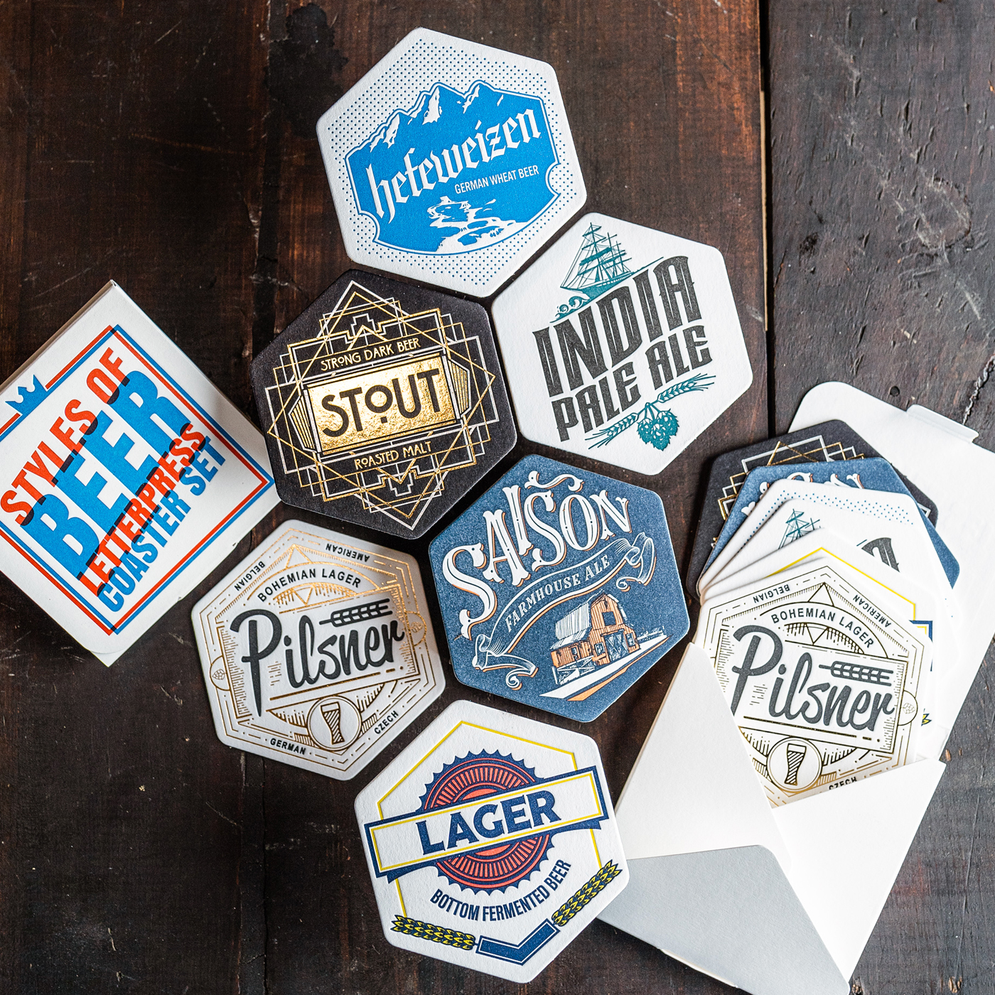 Letterpress Beer Coasters