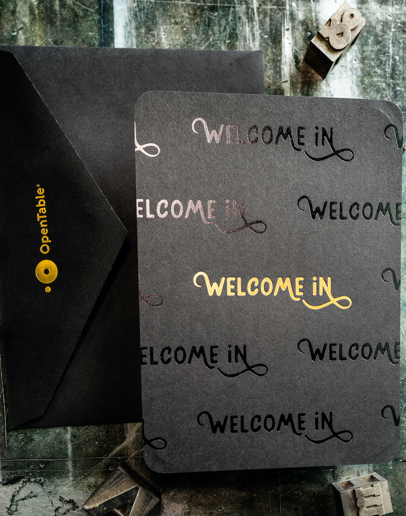 A flat card showing metallic foil and clear foil.